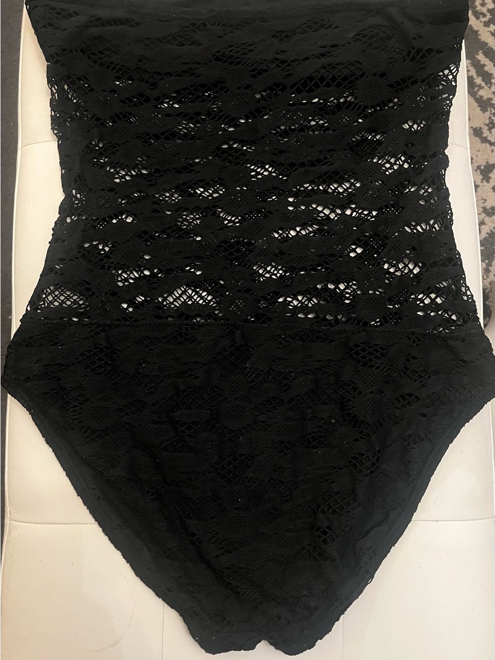 Kenneth Cole Black Crochet One-Piece Swimsuit